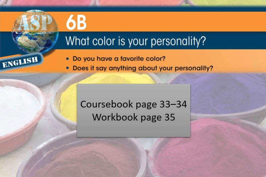 حل درس What colors is your personality اللغة الإنجليزية الصف السادس Elite - بوربوينت