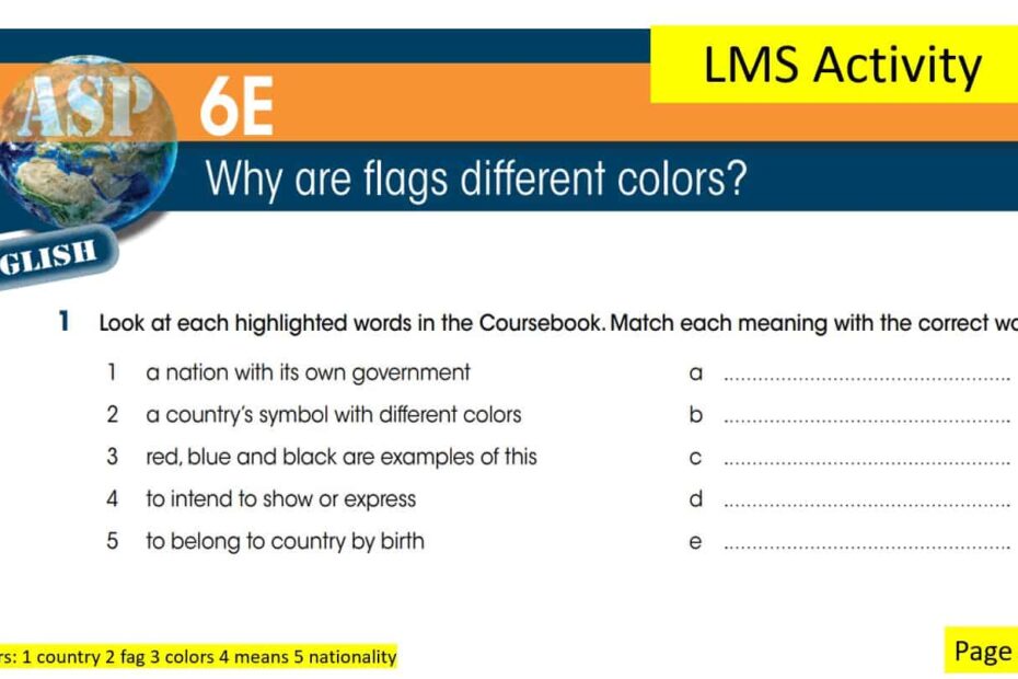 حل درس Why are flags different colors اللغة الإنجليزية الصف السادس Elite - بوربوينت