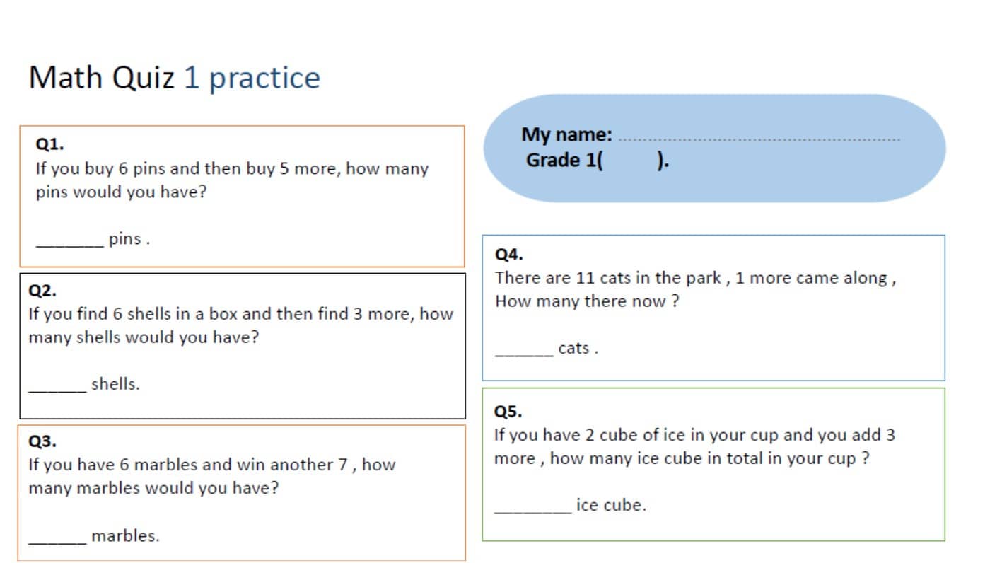 ورقة عمل practice 1 الرياضيات المتكاملة الصف الأول 