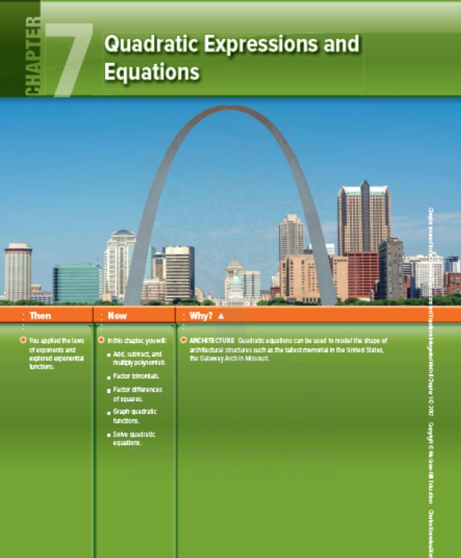 كتاب الطالب وحدة Quadratic Expressions and Equations الرياضيات المتكاملة الصف التاسع عام 