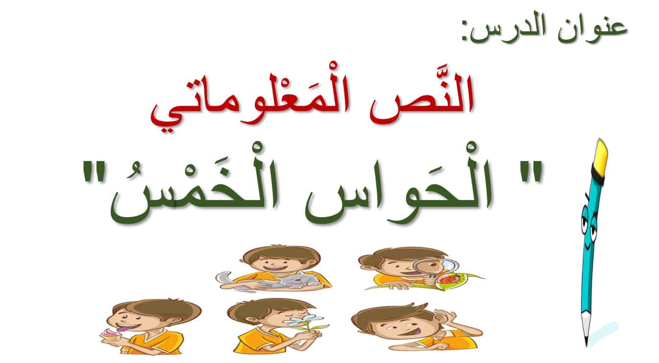 مفردات درس الحواس الخمس اللغة العربية الصف الثاني - بوربوينت 