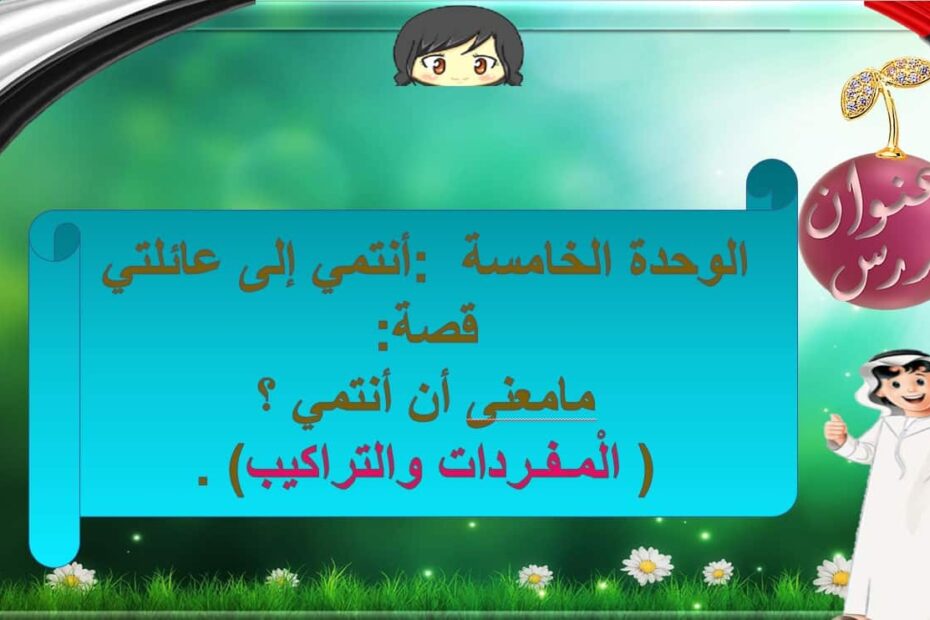 مفردات وتراكيب قصة ما معنى أن ننتمي اللغة العربية الصف الثالث - بوربوينت