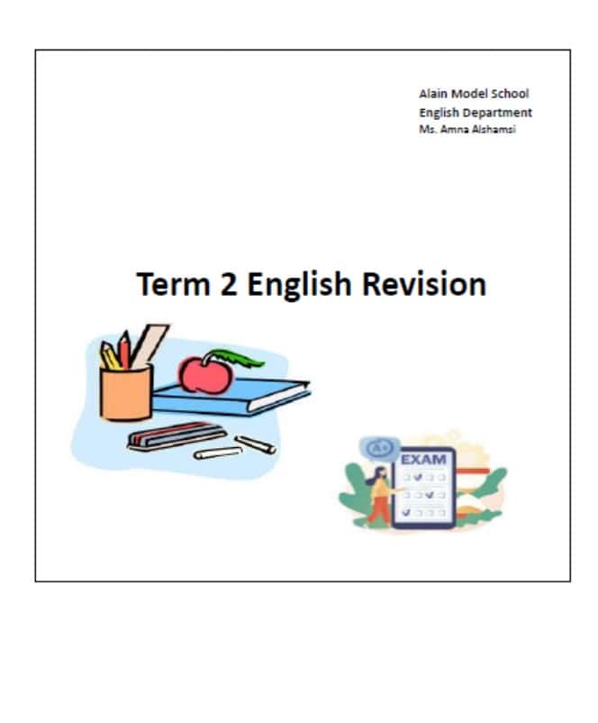 أوراق عمل Revision اللغة الإنجليزية الصف السادس Access