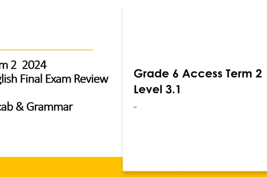 Final Exam Review اللغة الإنجليزية الصف السادس Access - بوربوينت