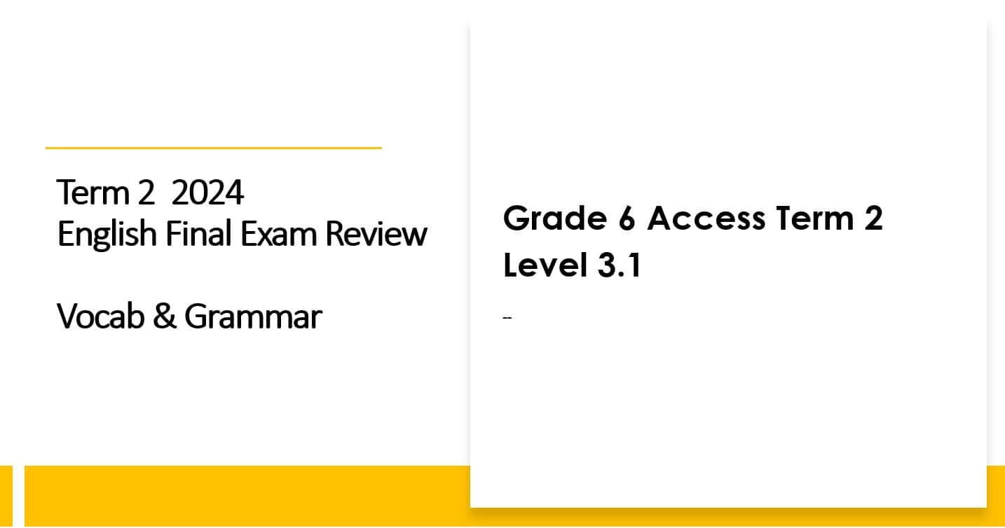 Final Exam Review اللغة الإنجليزية الصف السادس Access - بوربوينت 