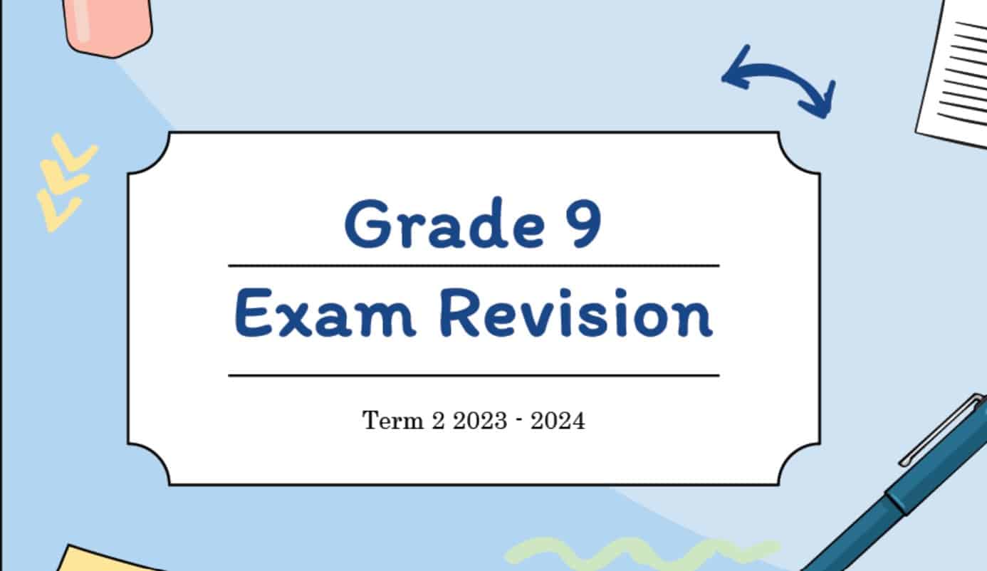 مراجعة Exam Revision الرياضيات المتكاملة الصف التاسع 