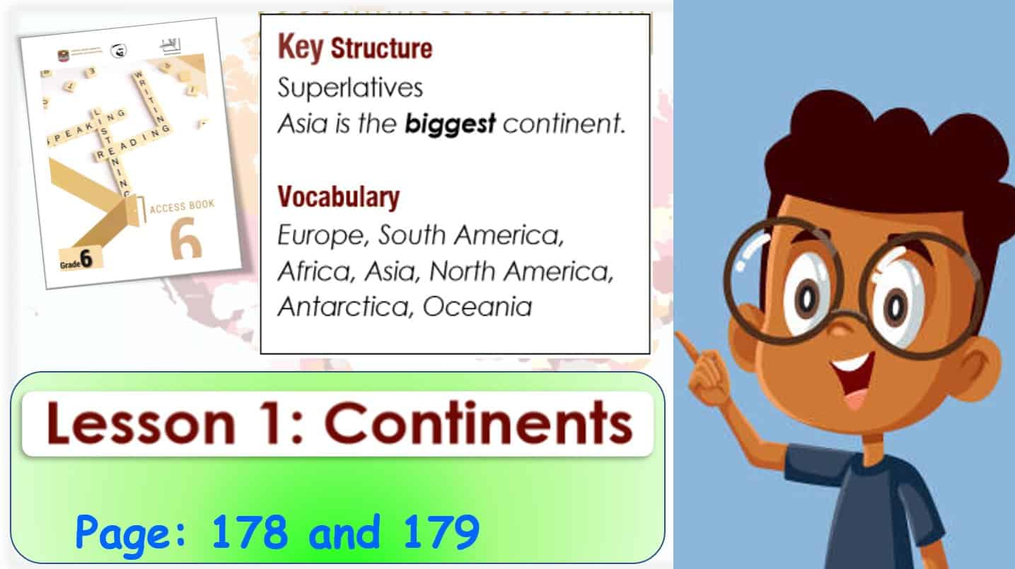 درس LESSON 1 continents اللغة الإنجليزية الصف السادس Access - بوربوينت