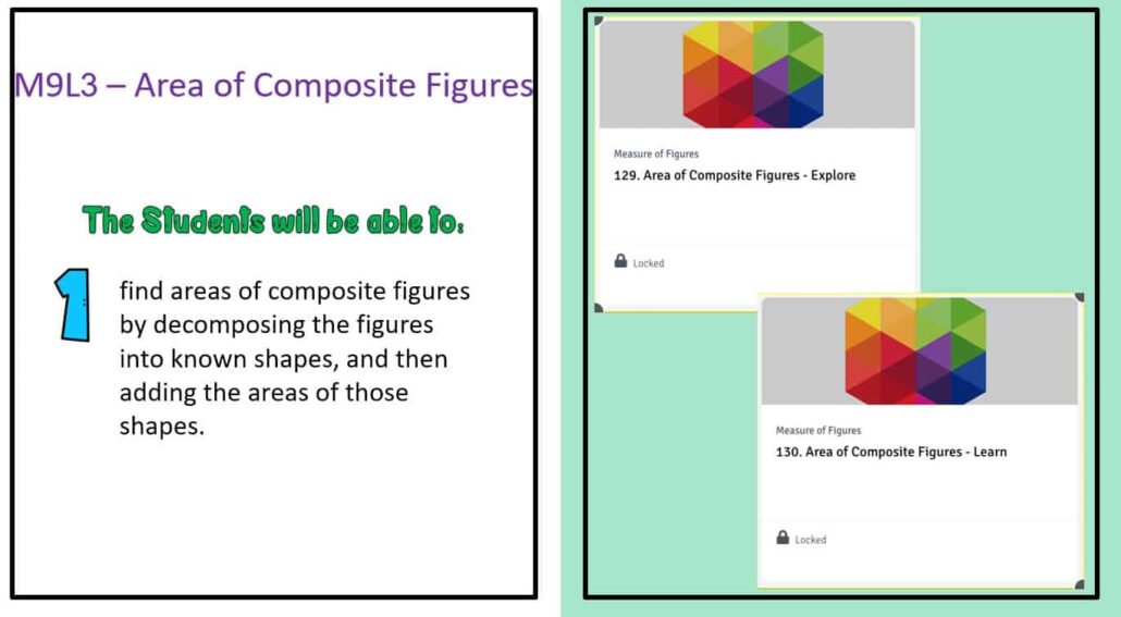 درس Area of Composite Figures الرياضيات المتكاملة الصف السابع - بوربوينت