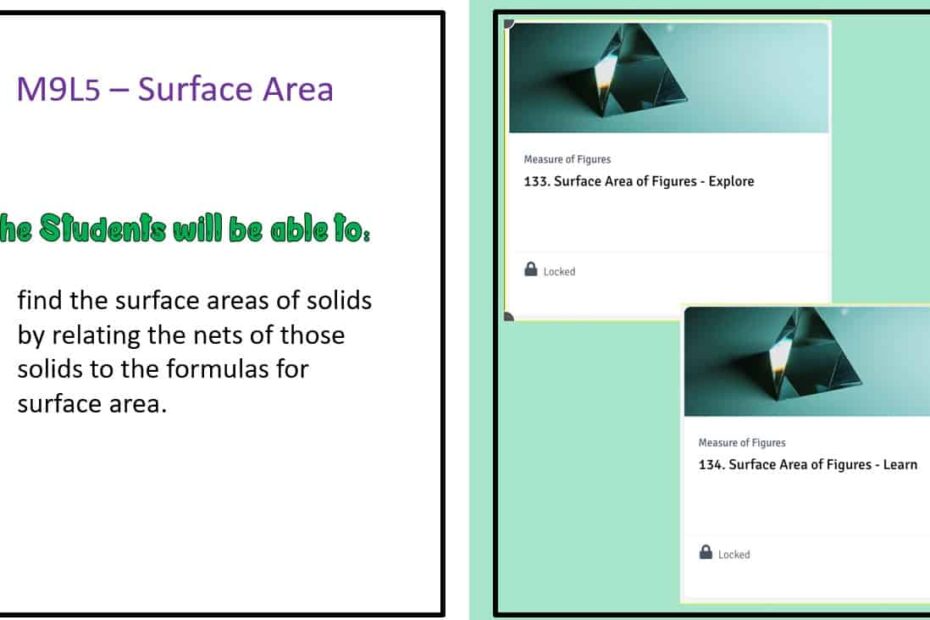 درس Surface Area الرياضيات المتكاملة الصف السابع - بوربوينت