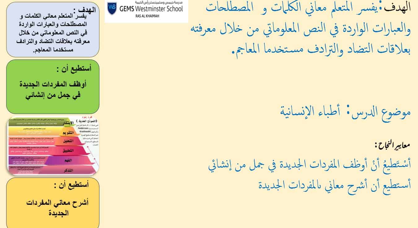 درس أطباء الإنسانية اللغة العربية الصف الرابع - بوربوينت 