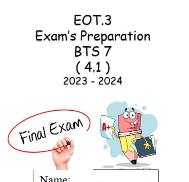 أوراق عمل Exam’s Preparation اللغة الإنجليزية الصف السابع