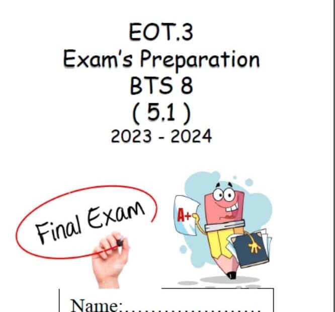 أوراق عمل Exam’s Preparation اللغة الإنجليزية الصف الثامن