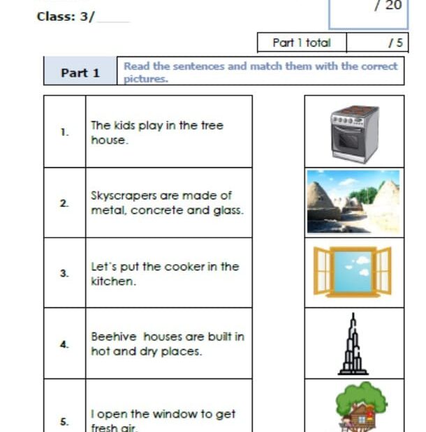 أوراق عمل Unit 8 Test اللغة الإنجليزية الصف الثالث