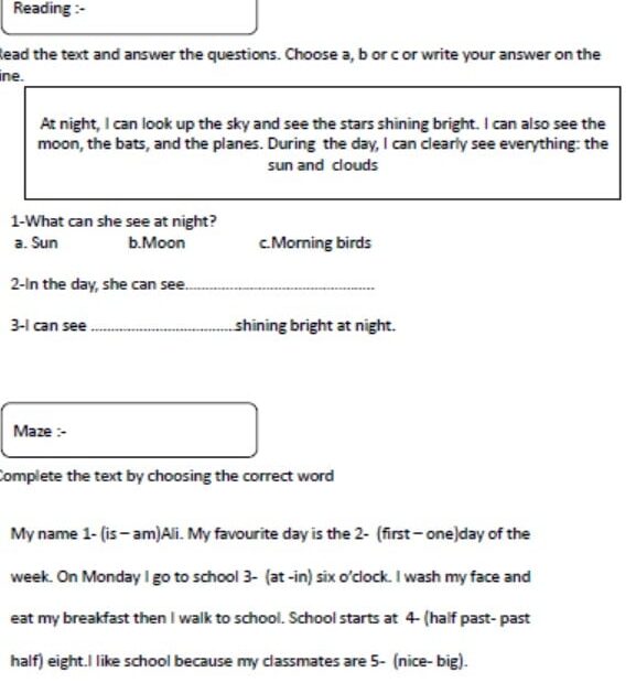 ورقة عمل Reading maze and writing practice Unit 8 اللغة الإنجليزية الصف الرابع