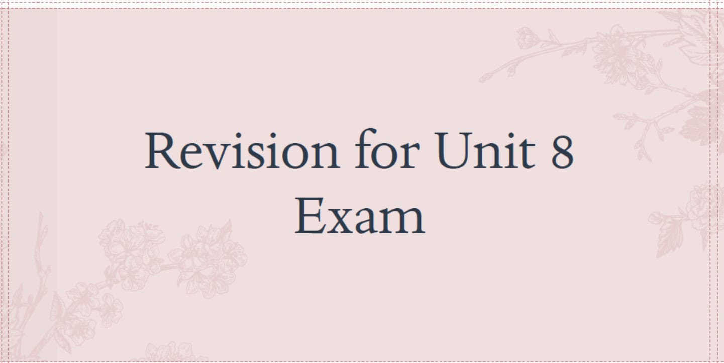 مراجعة Revision for Unit 8 Exam اللغة الإنجليزية الصف الثالث