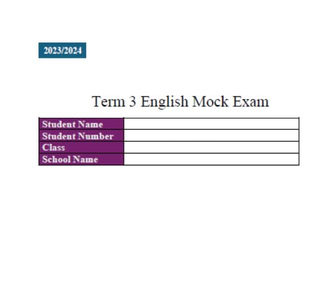 حل نموذج امتحان نهائي اللغة الإنجليزية الصف الرابع