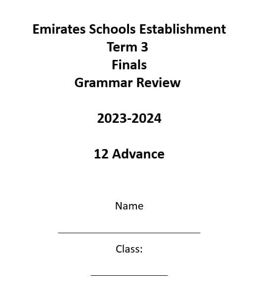 مراجعة Finals Grammar Review اللغة الإنجليزية الصف الثاني عشر متقدم - بوربوينت