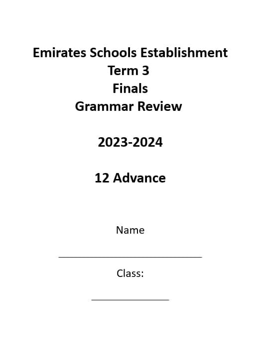 مراجعة Finals Grammar Review اللغة الإنجليزية الصف الثاني عشر متقدم - بوربوينت