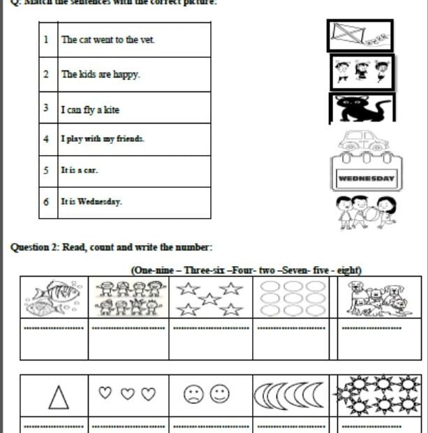 ورقة عمل مراجعة اللغة الإنجليزية الصف الأول