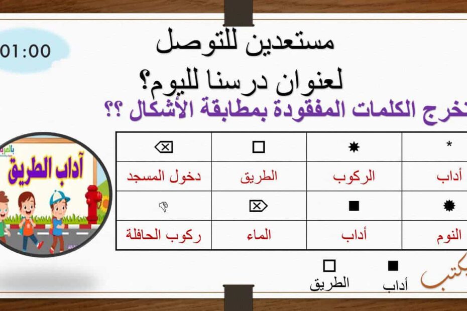 حل درس آداب الطريق التربية الإسلامية الصف الخامس - بوربوينت