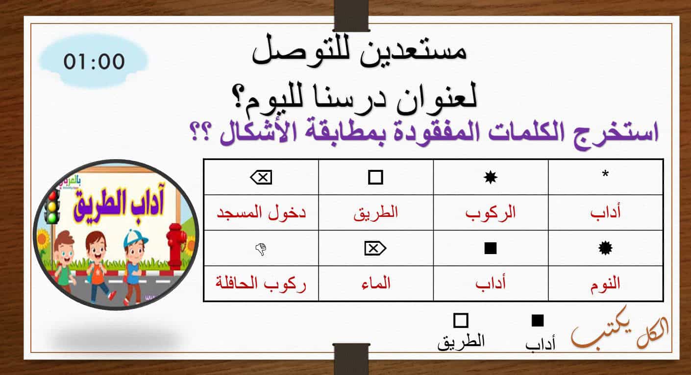 حل درس آداب الطريق التربية الإسلامية الصف الخامس - بوربوينت 