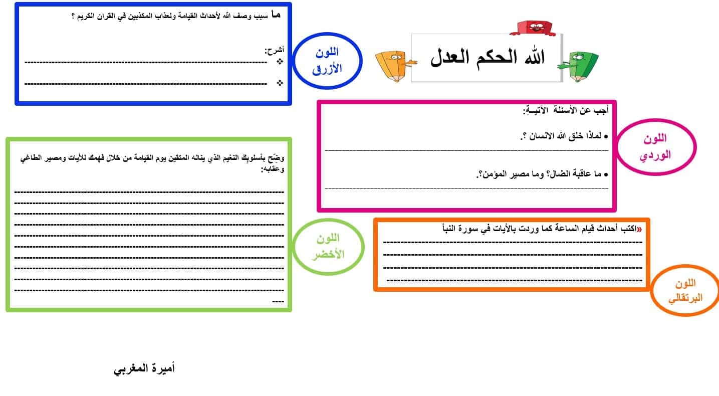 ورقة عمل درس الله الحكم التربية الإسلامية الصف الخامس - بوربوينت 