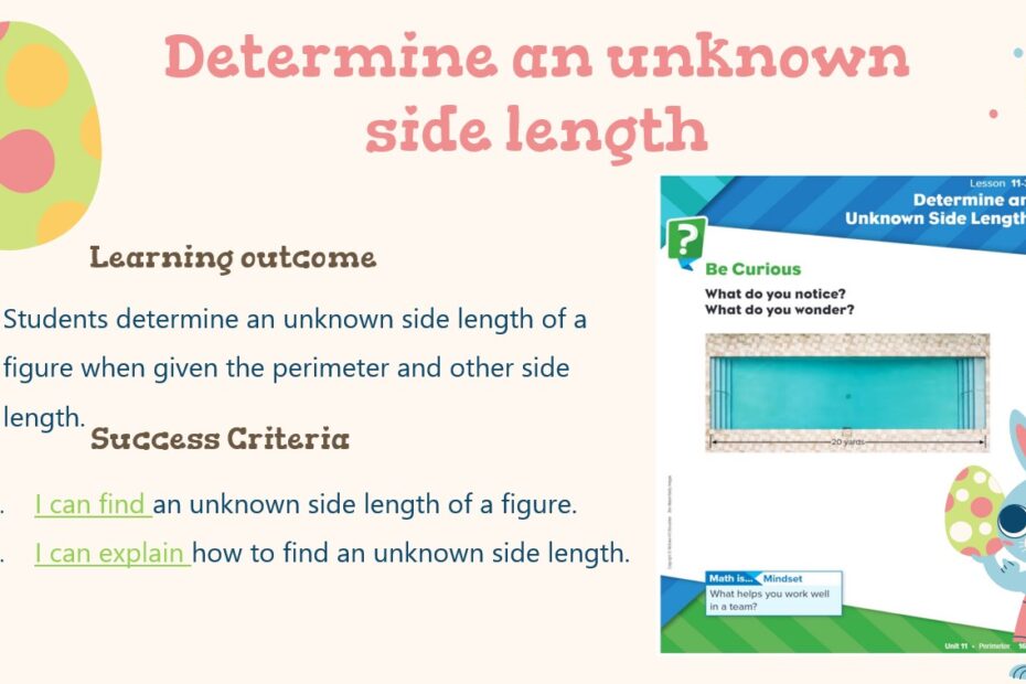 حل درس Determine an unknown side length الرياضيات المتكاملة الصف الثالث - بوربوينت