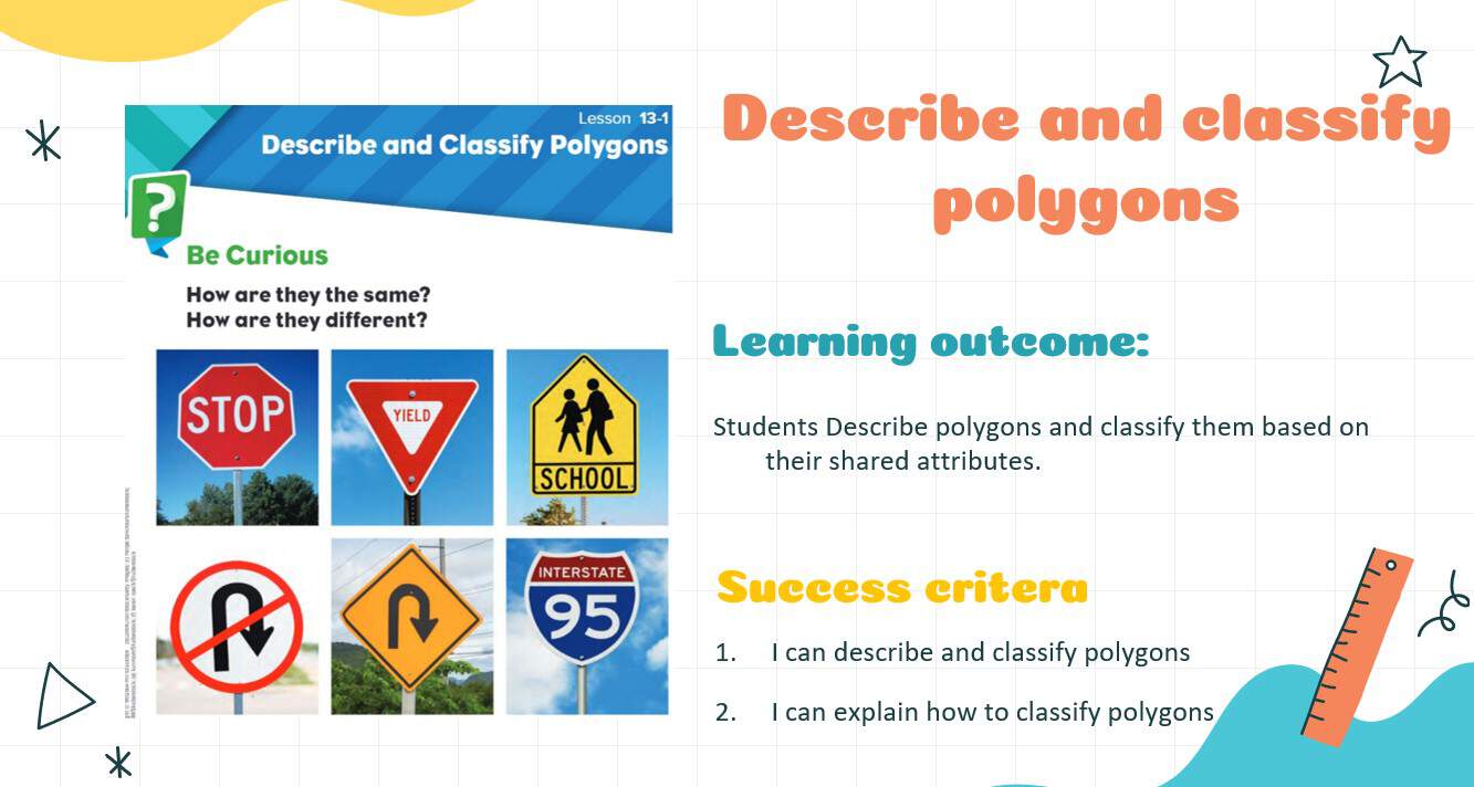 حل درس Describe and classify polygons الرياضيات المتكاملة الصف الثالث - بوربوينت 