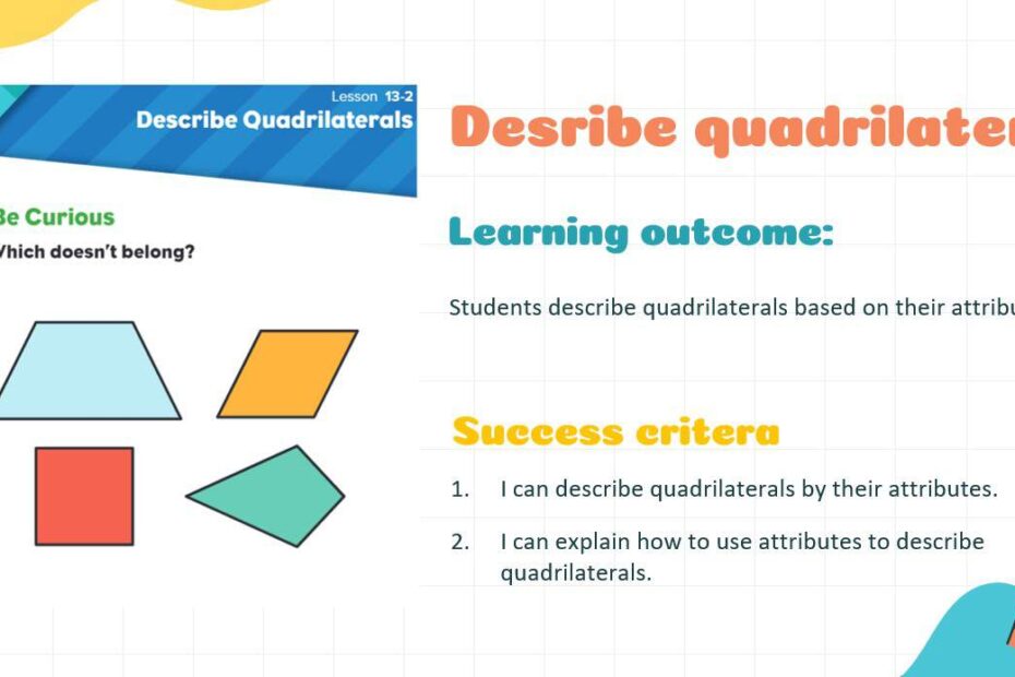 حل درس Describe quadrilaterals الرياضيات المتكاملة الصف الثالث - بوربوينت