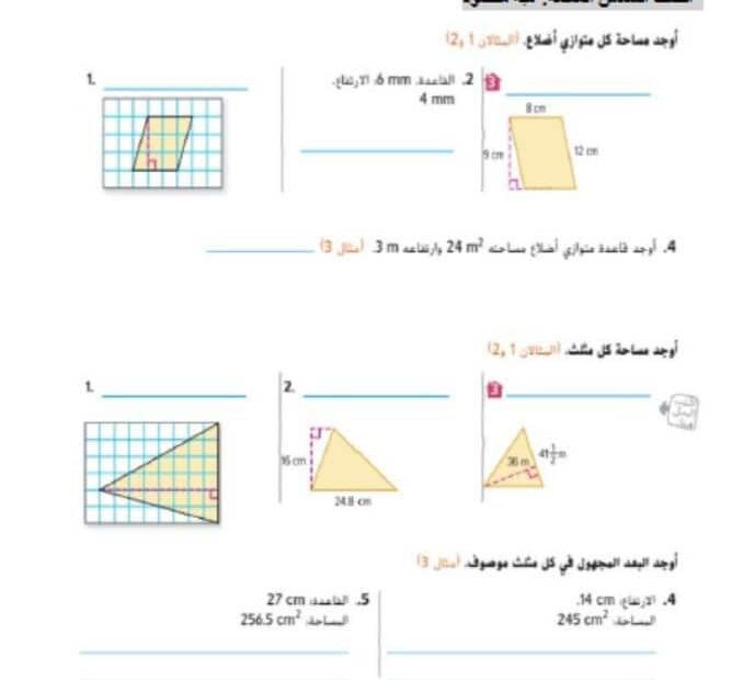 تجميع أسئلة هيكل امتحان الرياضيات المتكاملة الصف السادس