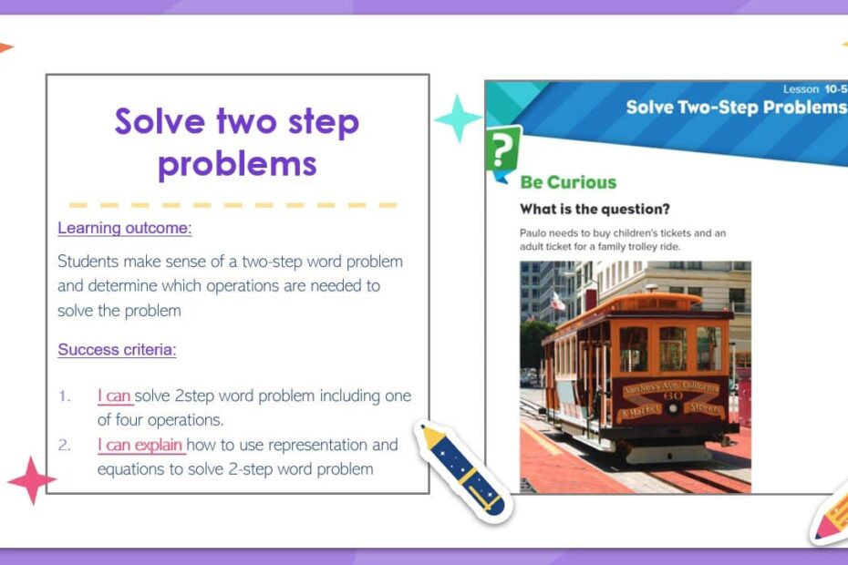 حل درس Solve two step problems الرياضيات المتكاملة الصف الثالث - بوربوينت