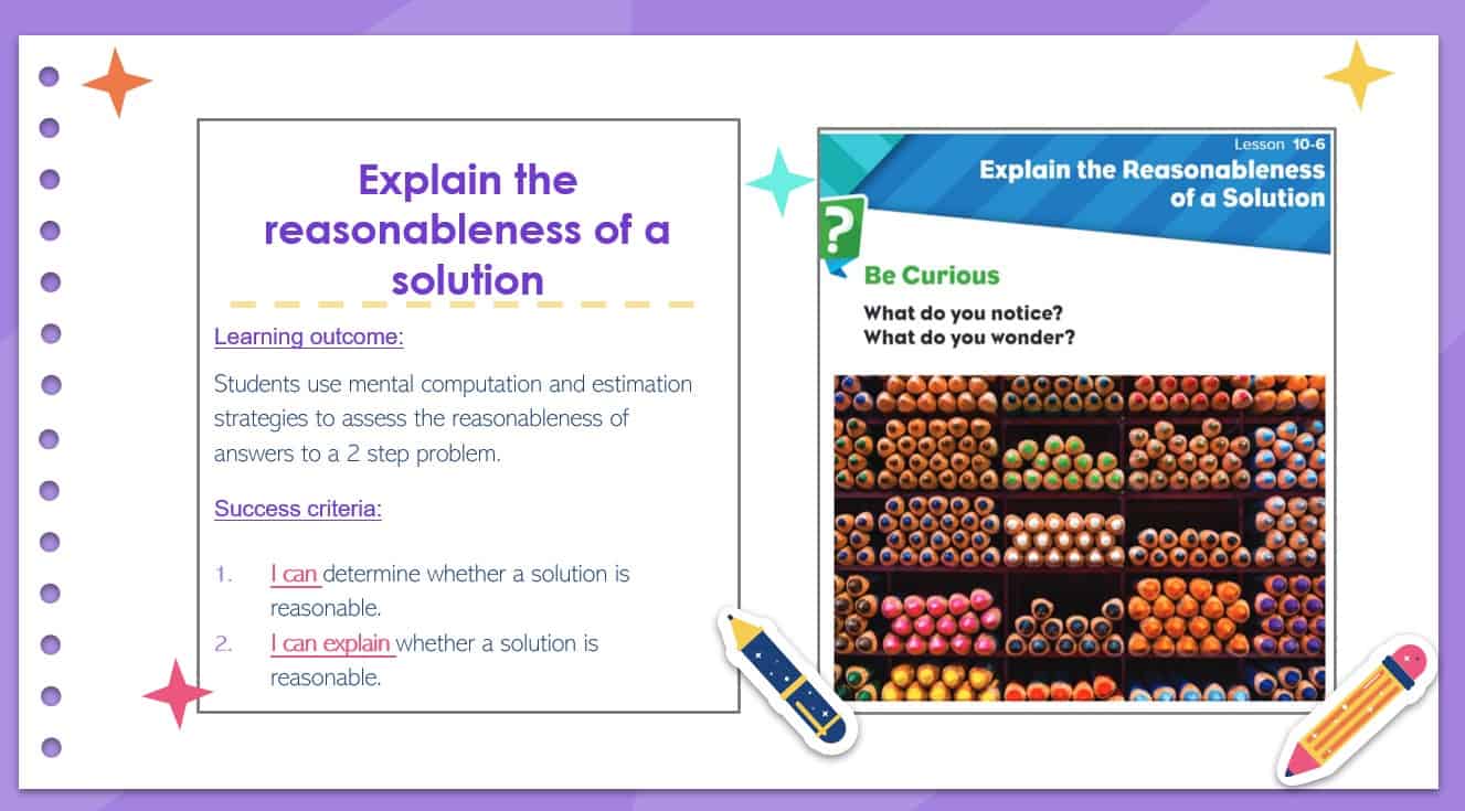 حل درس Explain the reasonableness of a solution الرياضيات المتكاملة الصف الثالث - بوربوينت