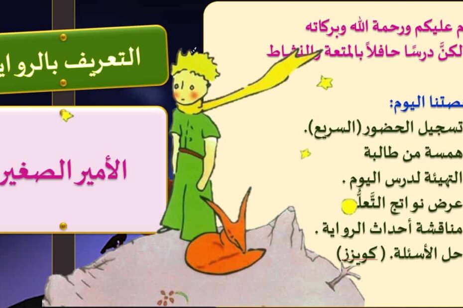 التعريف بالرواية الأمير الصغير اللغة العربية الصف التاسع - بوربوينت