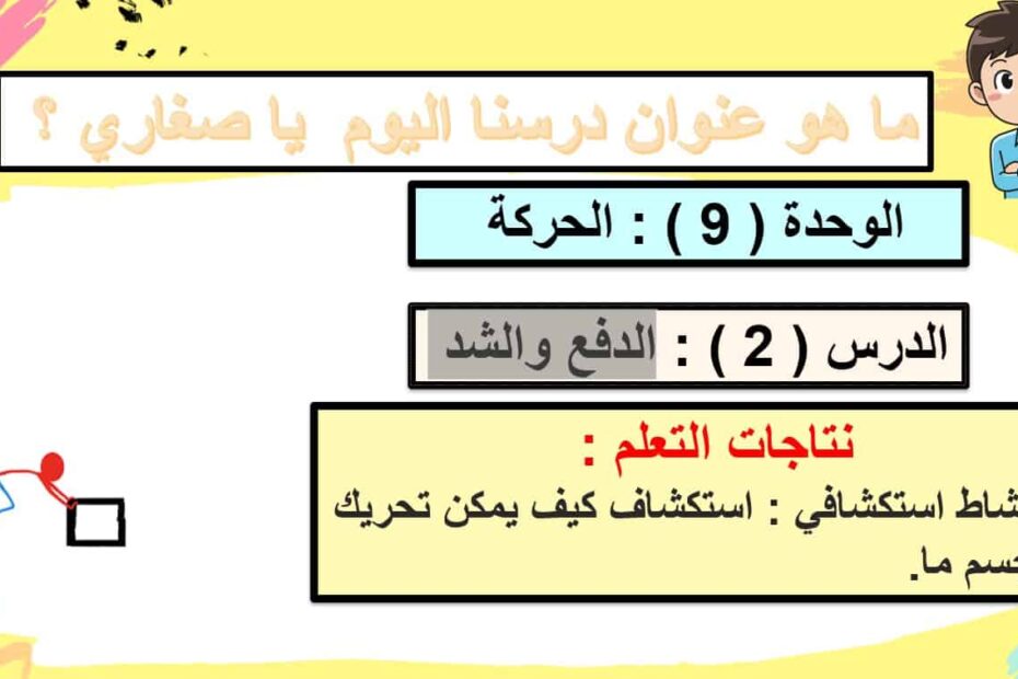 حل درس الدفع والشدة العلوم المتكاملة الصف الأول - بوربوينت