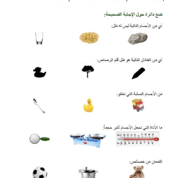 أوراق عمل الوحدة الثامنة المادة في كل مكان العلوم المتكاملة الصف الأول