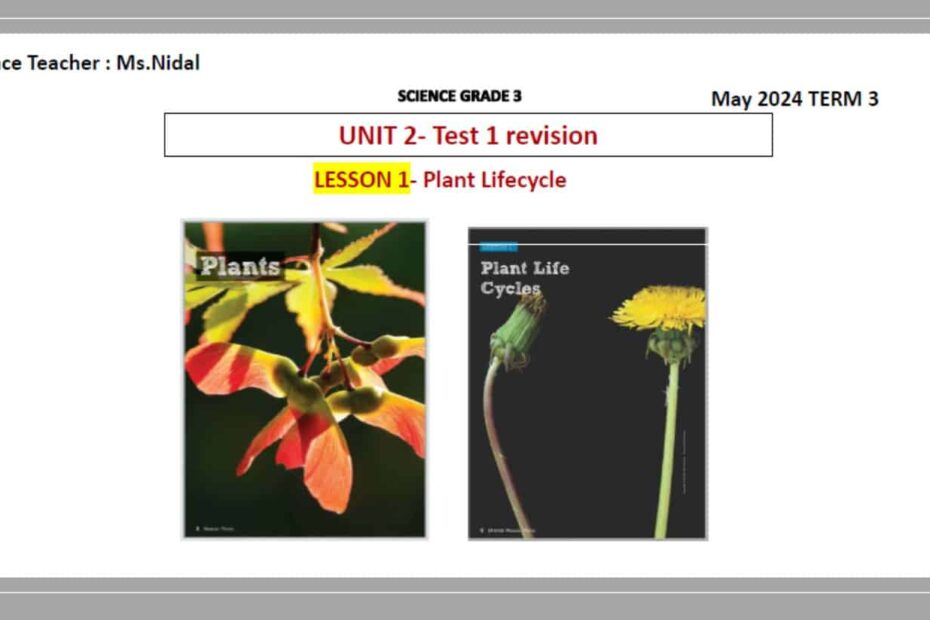 حل أوراق عمل Test 1 revision العلوم المتكاملة الصف الثالث