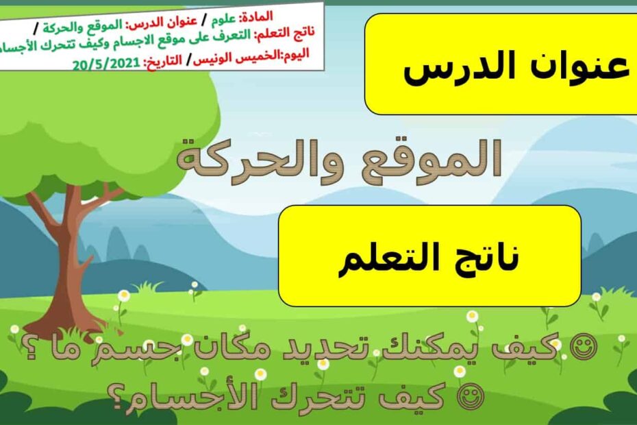 حل درس الموقع والحركة العلوم المتكاملة الصف الأول - بوربوينت