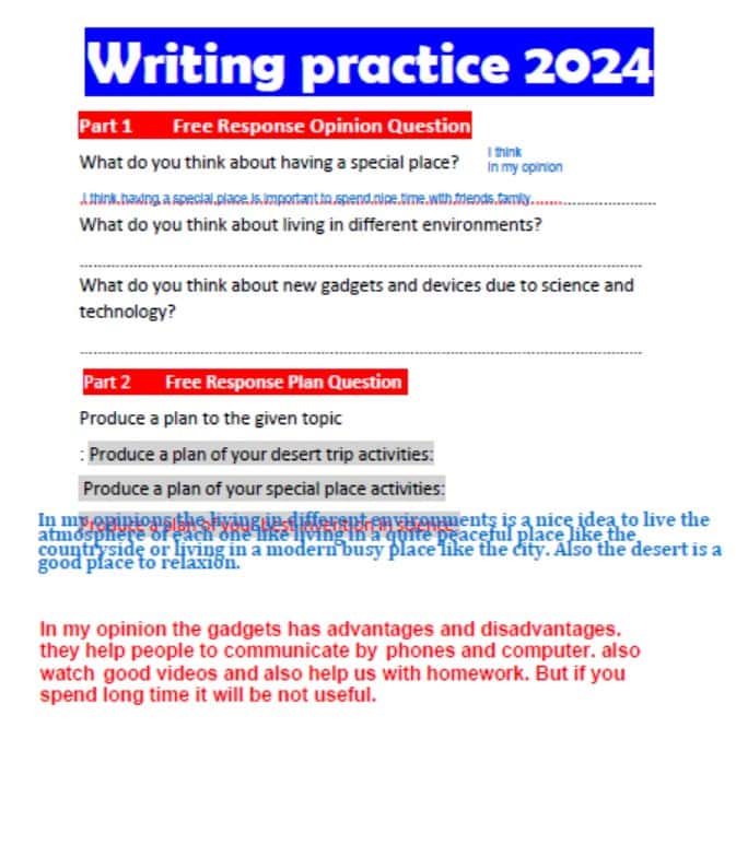 حل أوراق عمل Writing practice اللغة الإنجليزية الصف السابع 