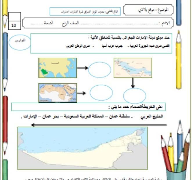 ورقة عمل موقع بلادي الدراسات الإجتماعية والتربية الوطنية الصف الرابع