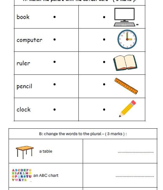 اختبار التقويم الأول Exam 1 اللغة الإنجليزية الصف الثاني