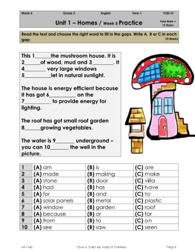 ورقة عمل Unit 1 Practice اللغة الإنجليزية الصف الخامس