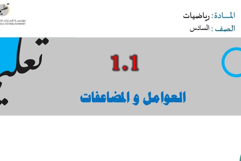 حل درس العوامل والمضاعفات الرياضيات المتكاملة الصف السادس - بوربوينت