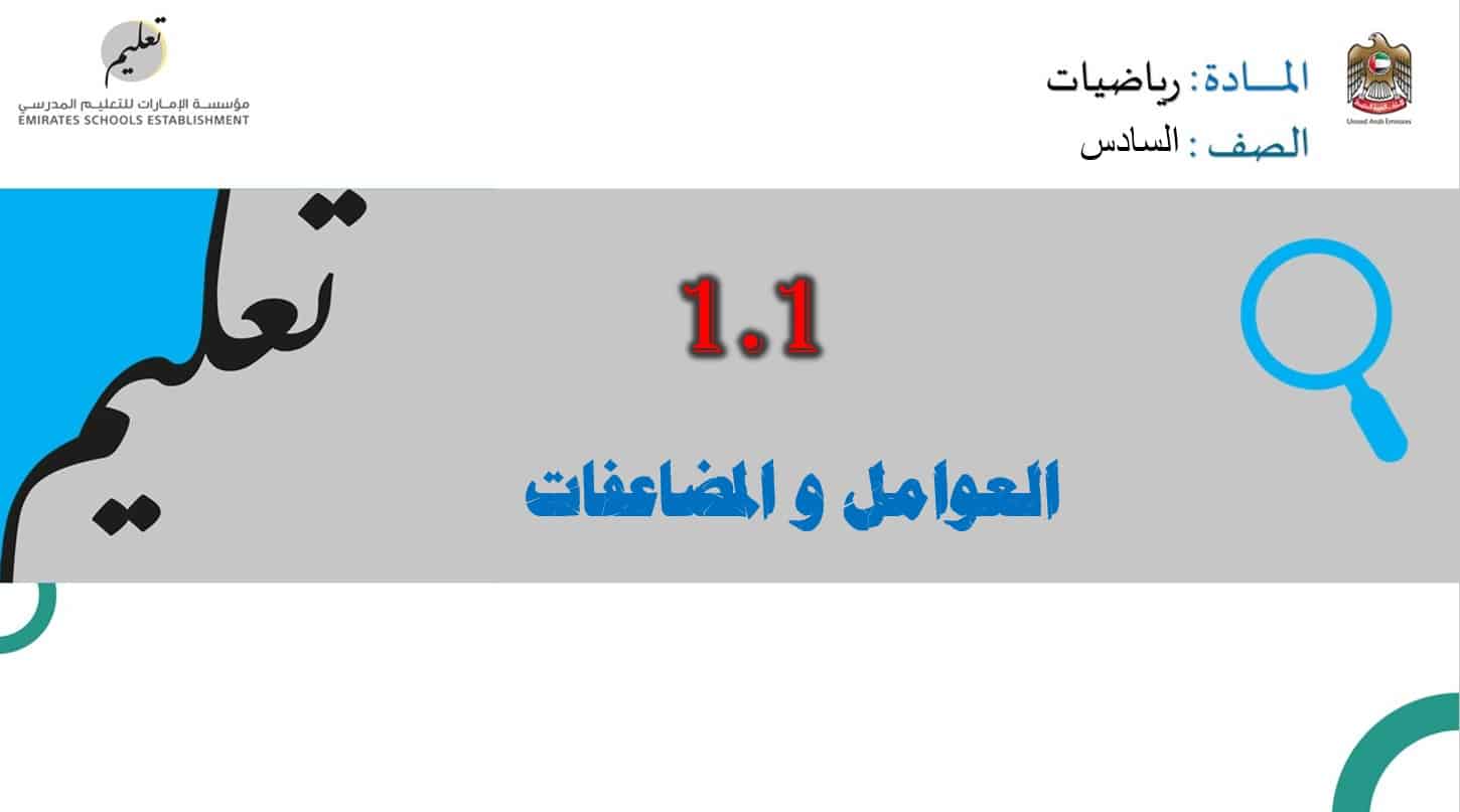 حل درس العوامل والمضاعفات الرياضيات المتكاملة الصف السادس - بوربوينت 