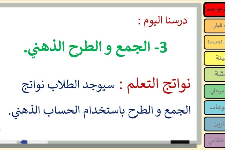 حل درس الجمع و الطرح الذهني الرياضيات المتكاملة الصف الرابع - بوربوينت