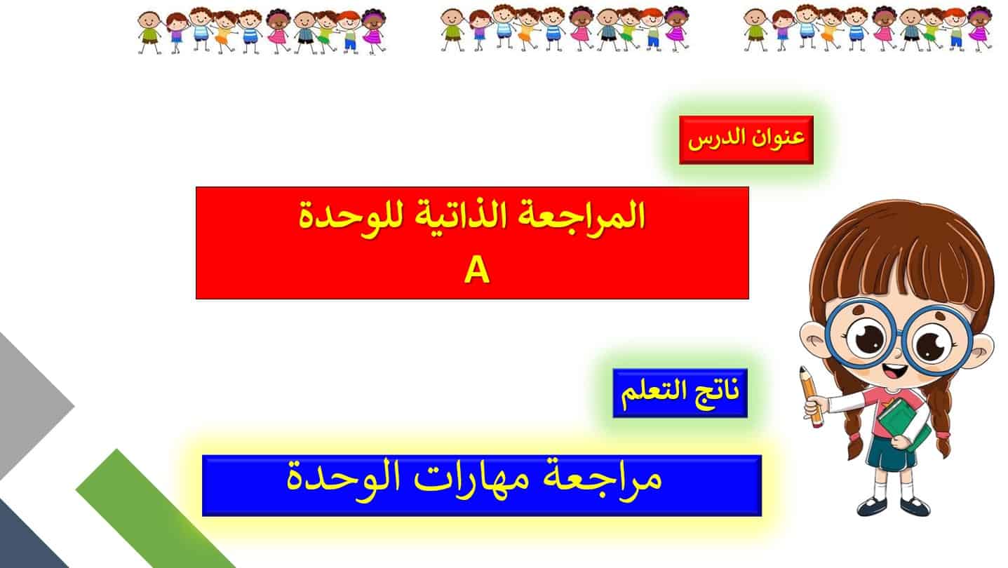 حل المراجعة الذاتية للوحدة A الرياضيات المتكاملة الصف الأول - بوربوينت