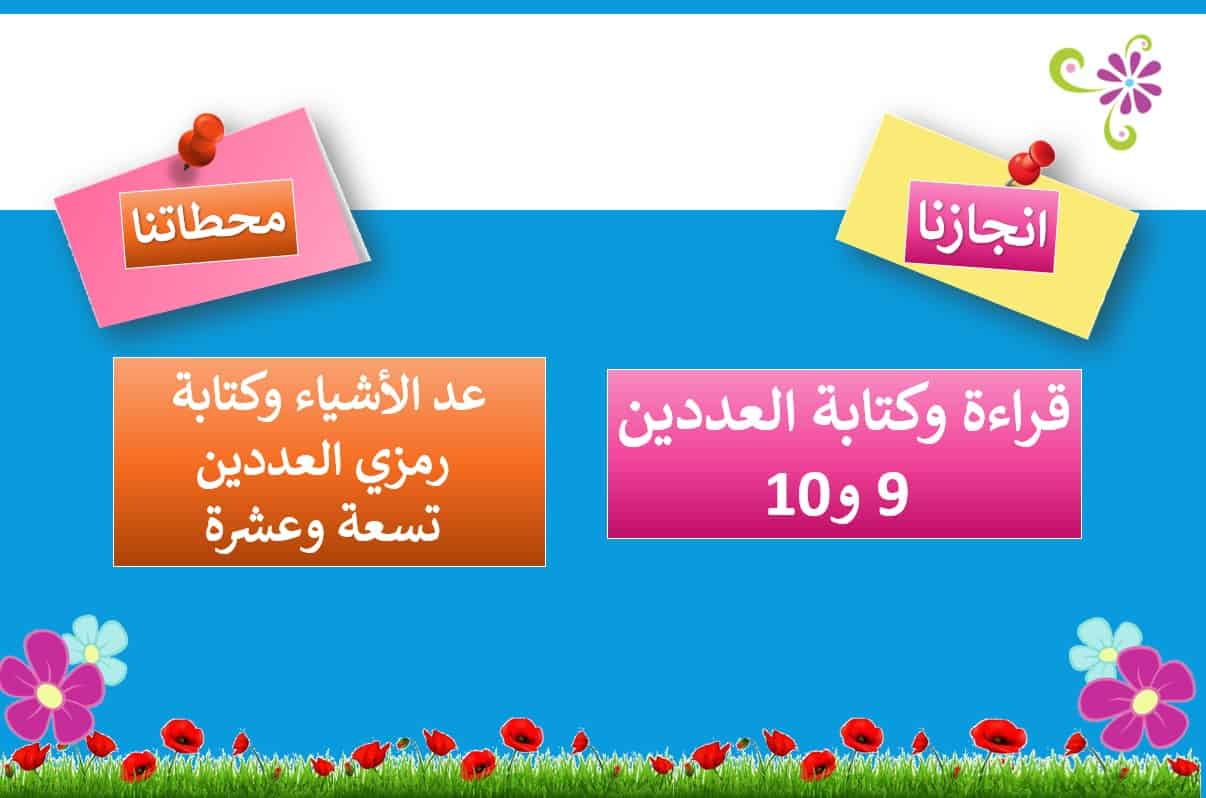 حل درس قراءة وكتابة العددين 9 و 10 الرياضيات المتكاملة الصف الأول - بوربوينت