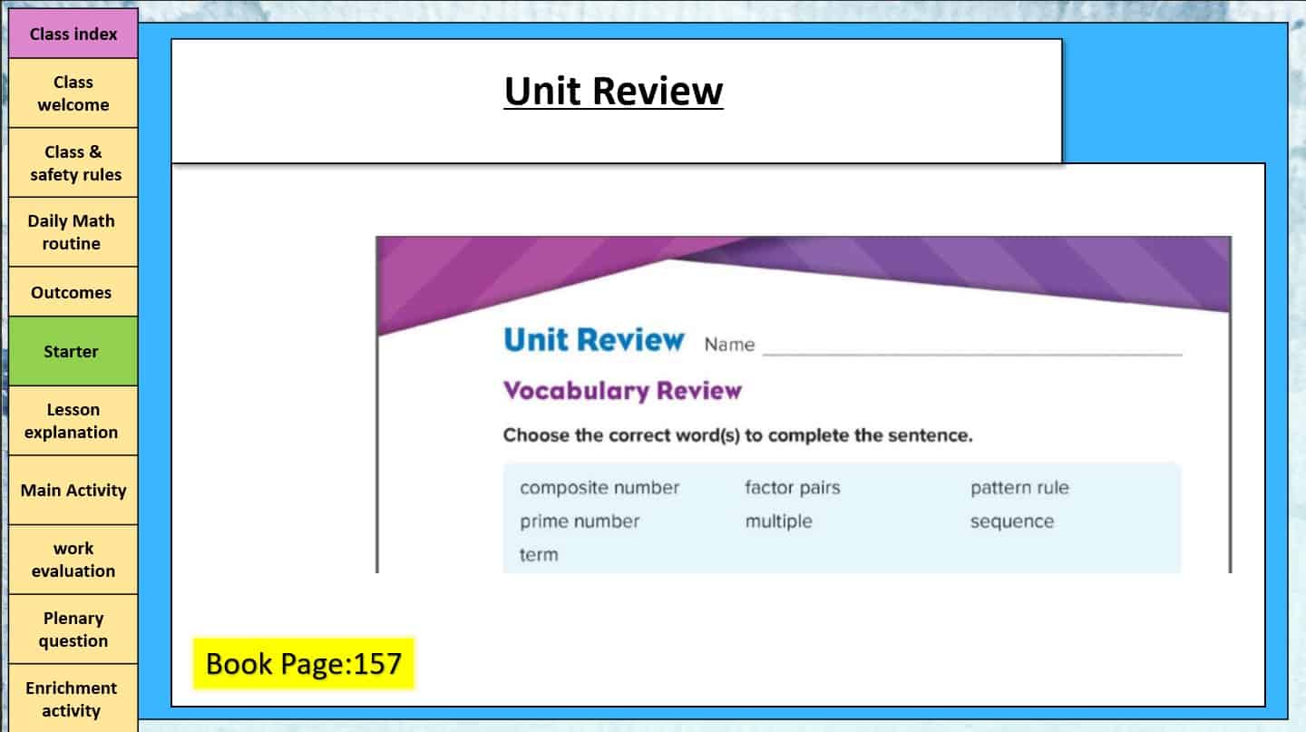 مراجعة عامة Unit 5 الرياضيات المتكاملة الصف الرابع - بوربوينت