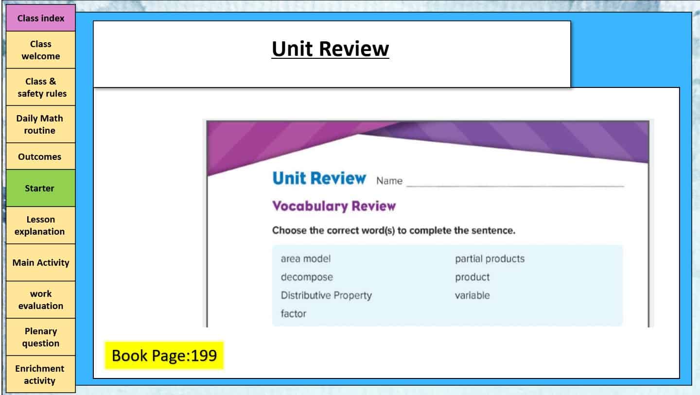 مراجعة عامة Unit 6 الرياضيات المتكاملة الصف الرابع - بوربوينت