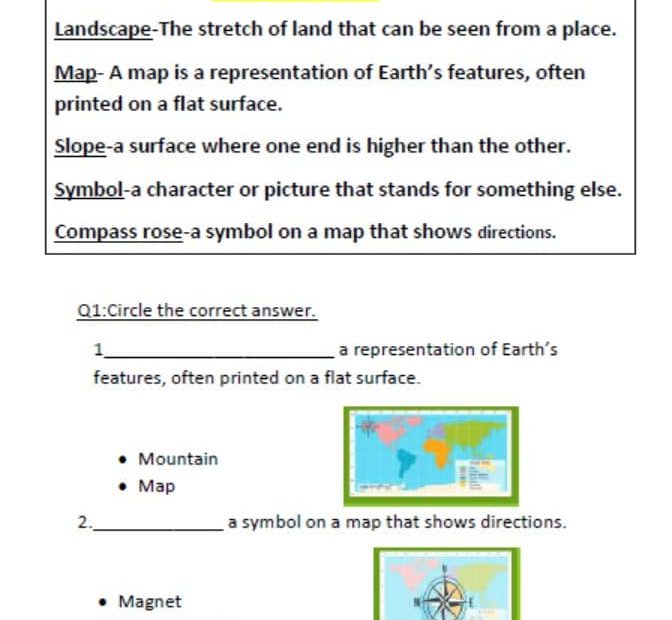 ورقة عمل Local landscape العلوم المتكاملة الصف الثاني