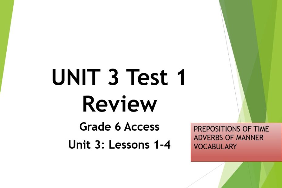 مراجعة UNIT 3 Test 1 Review اللغة الإنجليزية الصف السادس - بوربوينت